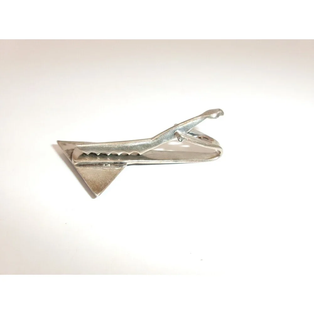 Vintage SIAM Sterling Cufflinks & Tie Clip Bali Dancer Black & Silver Triangles
